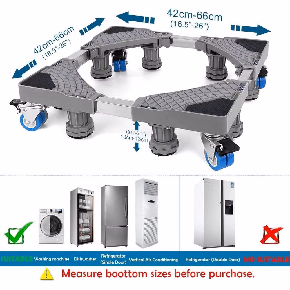 Kelvenix Adjustable Washing Machine and Dryer Base in Grey, W: 100 cm, D: 52 cm – 2