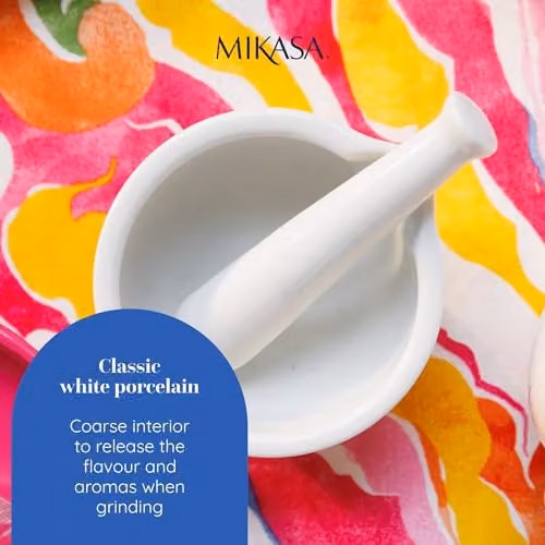Mikasa White Ceramic Mortar and Pestle Set – 3