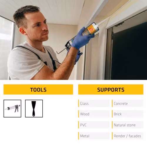 Sika SikaSeal Construction Silicone Ultra Waterproof Expansion Joint and Perimeter Pointing Sealant, White, 300ml – 4
