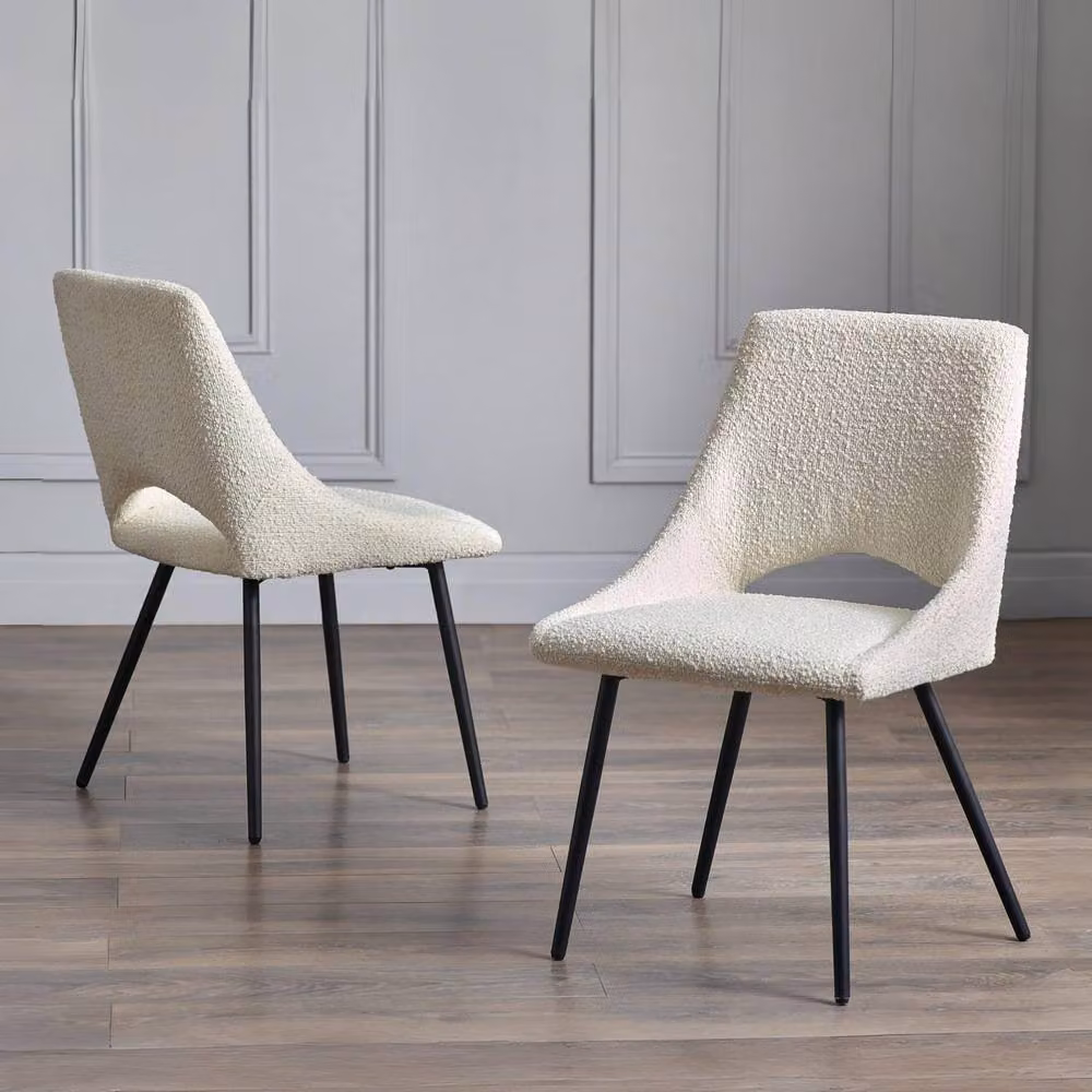 Cheshire Norbury Set of 2 Ivory Boucle Dining Chairs – 2