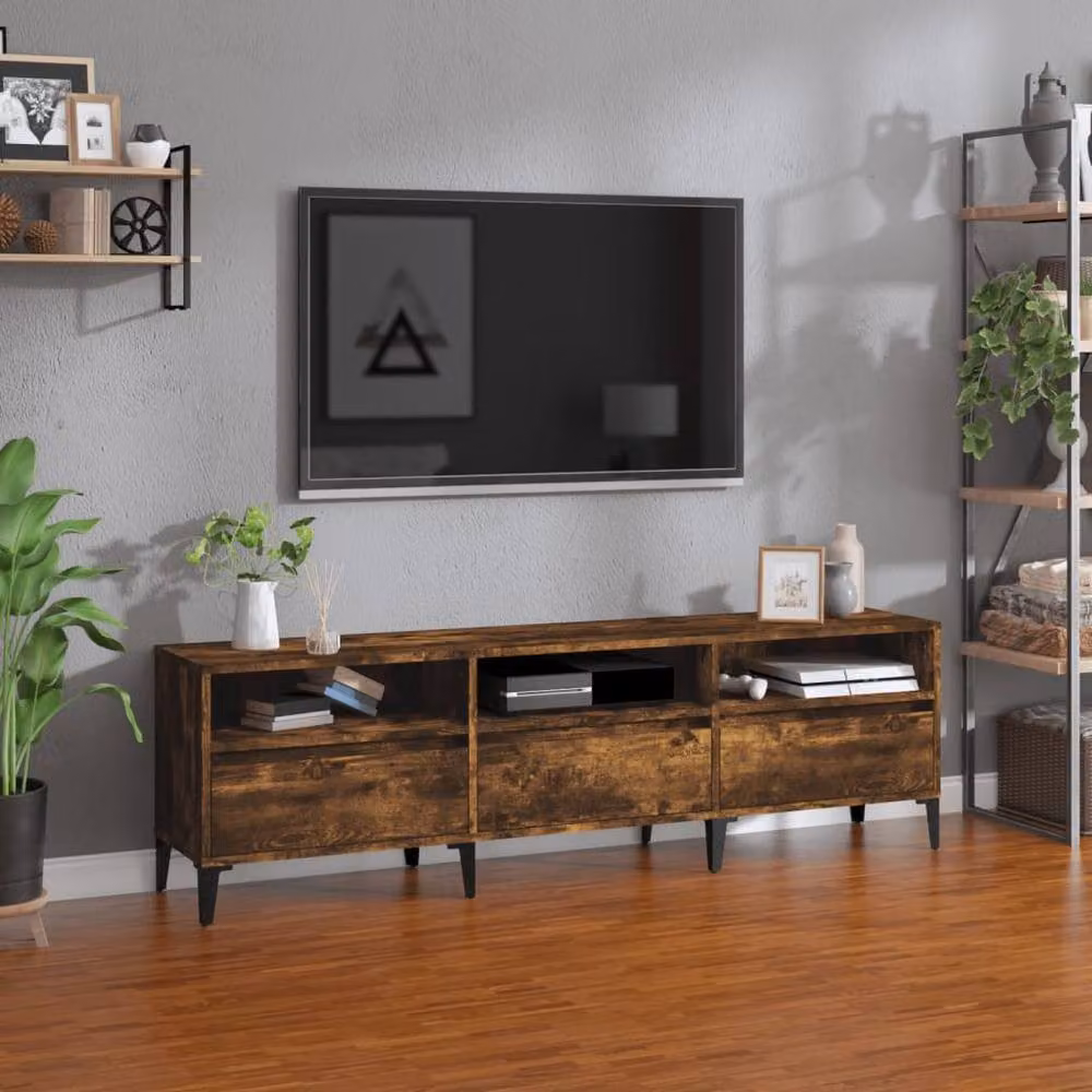 Berkfield Home Classic TV Cabinet in Smoked Oak Brown, W/D/H: 150 x 30 x 44.5 cm – 2