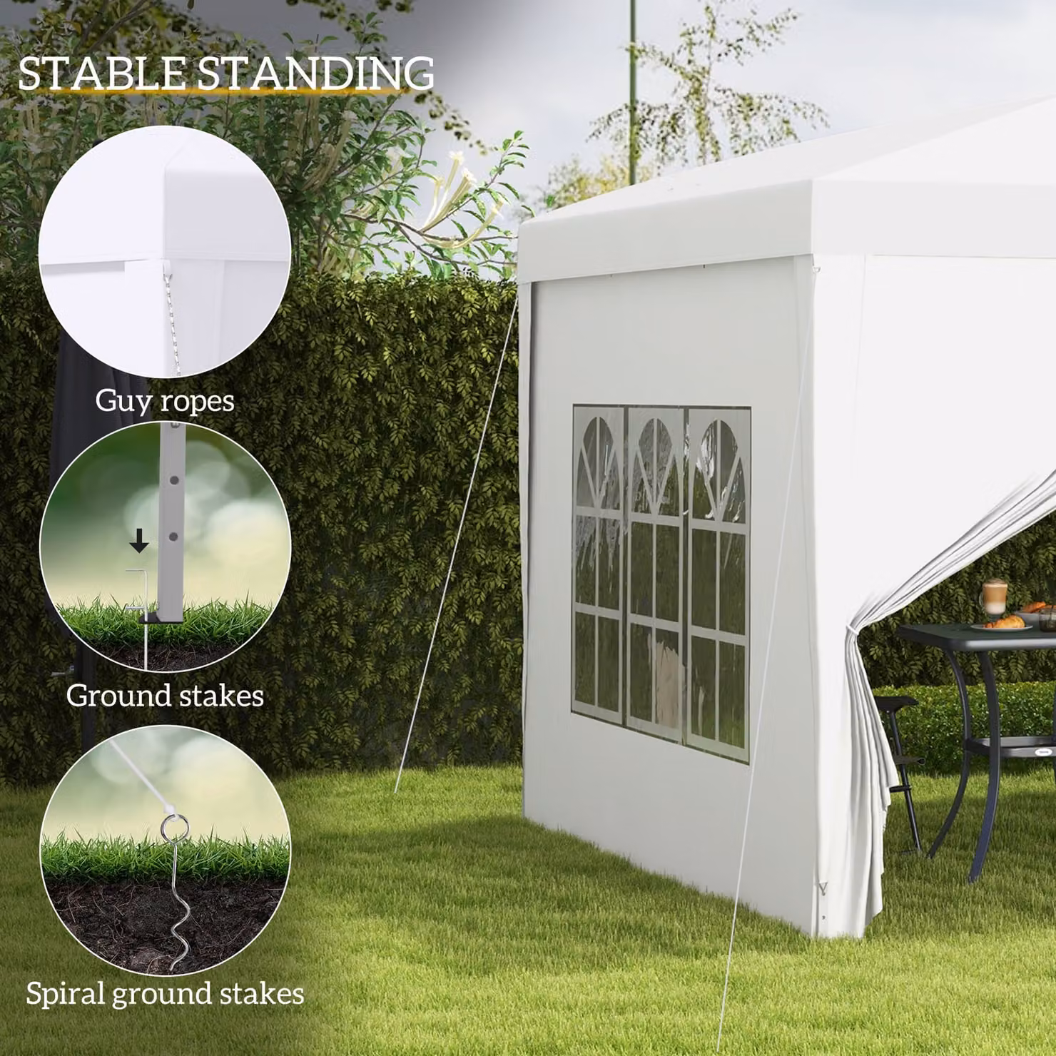 Outsunny White Pop Up Gazebo with Steel Frame and Windows, W/D/H: 295 x 295 x 258 cm – 4