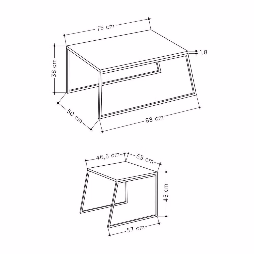 FORGEVIO Set of 2 Modern Nesting Coffee Tables in Natural Oak Finish and Brown Wood – 2