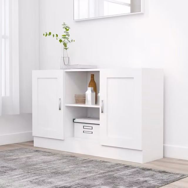 Berkfield Home Modern White MDF Sideboard, W/D/H: 120 x 30.5 x 70 cm