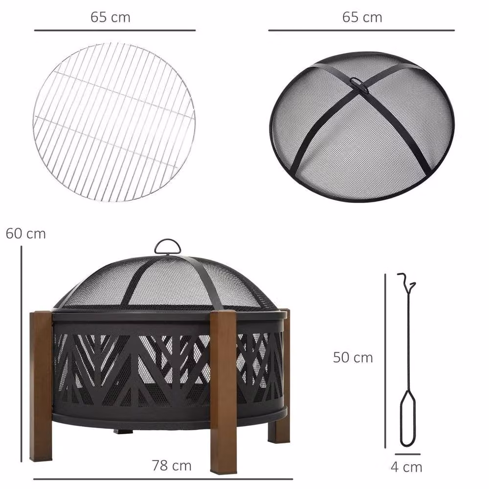 NESTLUNE 2-in-1 Outdoor Fire Pit and Wood BBQ Garden Cooker Heater, Black, W: 100 cm, D: 15 cm, H: 15 cm – 2