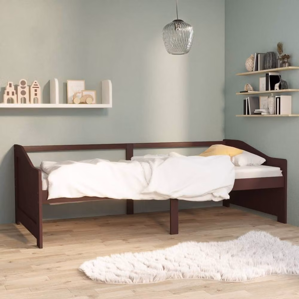 Berkfield Home Sturdy 3-Seater Day Bed in Dark Brown Solid Pinewood, W/D/H: 200 x 90 x 66 cm – 2