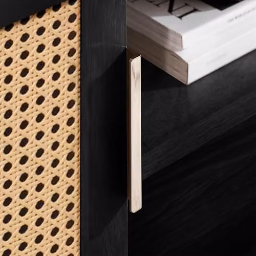 Birlea Noah Small Modern Black and Rattan TV Unit – 5