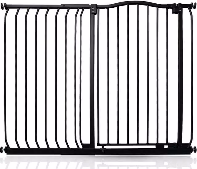 Safetots Extra Tall Curved Top Safety Gate in Matt Black, Extendable and No-Drill Swing Door for Doors and Stairs