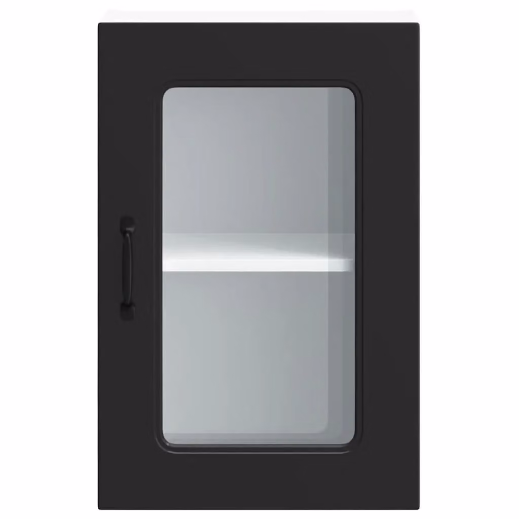 Berkfield Home Kalmar Modern Wall Mounted Kitchen Cabinet with Matt Black Glass Doors – 5