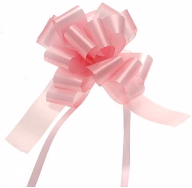 Kingsbury Gifts Pack of 30 Baby Pink Pull Bow Ribbons, 31mm