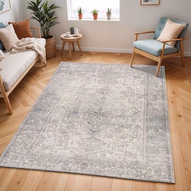 Livabliss Margot Traditional Hand-Knotted Living and Dining Room Rug in Blue, Pink and Green, W: 200 cm, D: 275 cm