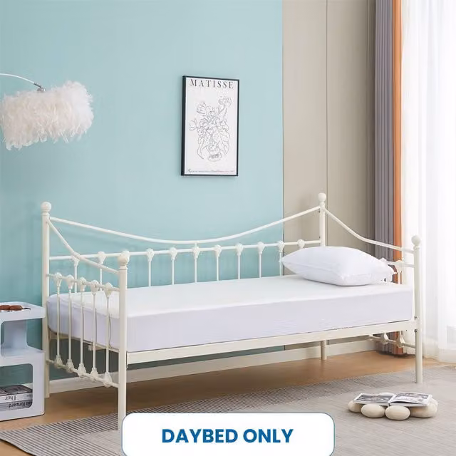 Kosy Koala Versailles 3ft Single Daybed and Guest Sofa Bed with Glossy White Metal Frame – 1