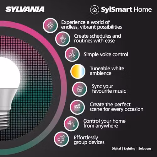 SYLVANIA SylSmart E27 Smart LED ST64 Retro Bulb, Dimmable Tuneable White with Voice and App Control for Alexa, Google Assistant and Apple HomeKit – 3
