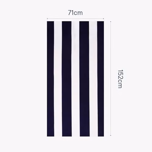 OHS Striped Microfibre Quick Dry Beach Towel in Blue and White, W/H: 71 x 152 cm – 7