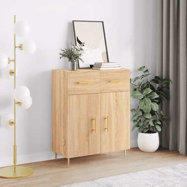 Berkfield Home Sonoma Oak Sideboard in Brown, W: 69.5 cm, D: 34 cm, H: 90 cm – 1