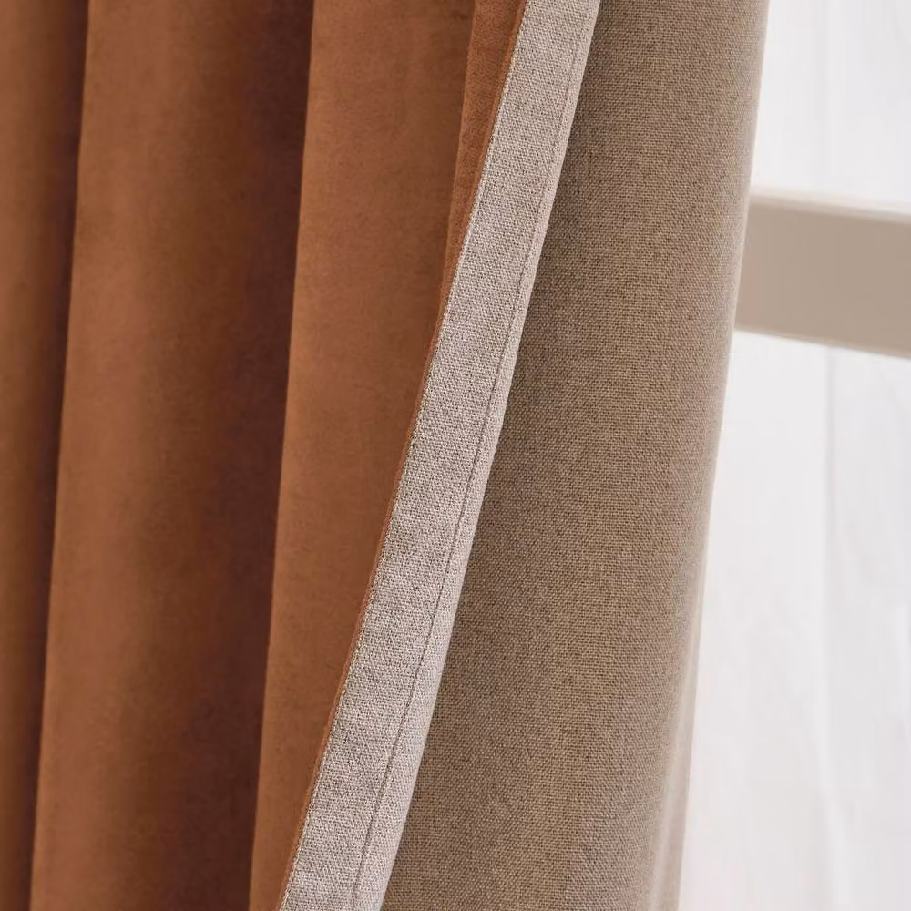 Furn Verso Blackout Eyelet Curtain Pair in Orange, Width: 137 cm, Height: 168 cm – 3