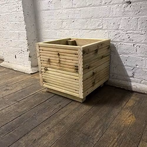 Planter Potters Brown Wooden Tub Planter for Ornamental, Herb and Vegetable Gardens – 3