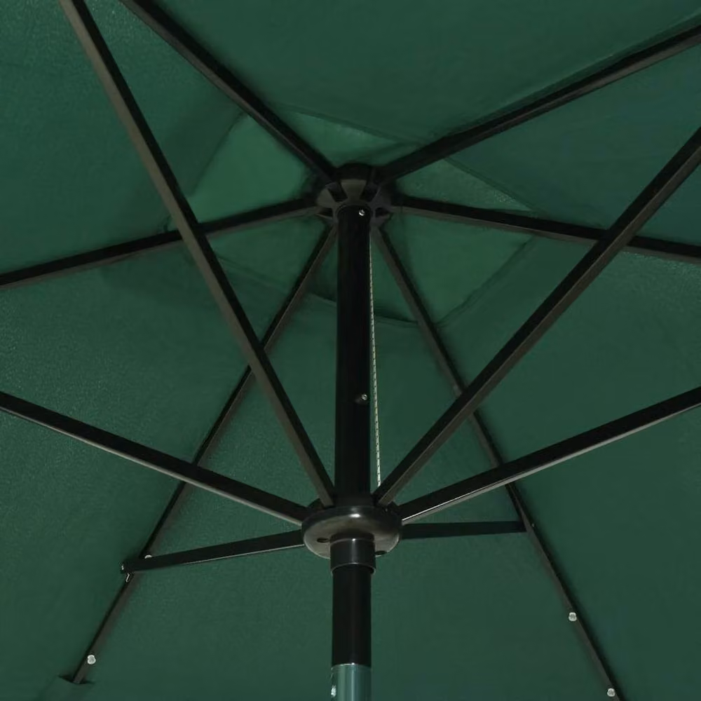 Berkfield Home Green Parasol with LEDs and Steel Pole, W: 300 cm, D: 200 cm, H: 247 cm – 3