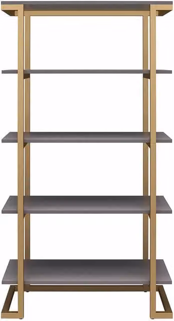 CosmoLiving Modern 5-Shelf Freestanding Metal Bookcase in Graphite Grey