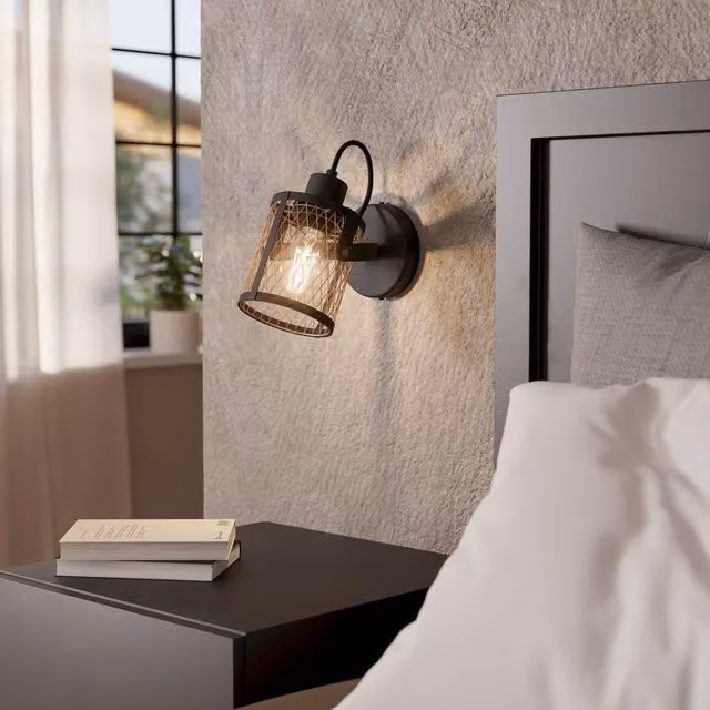 Eglo Dellow Adjustable Metal Wall or Ceiling Spotlight in Black and Gold/Brass