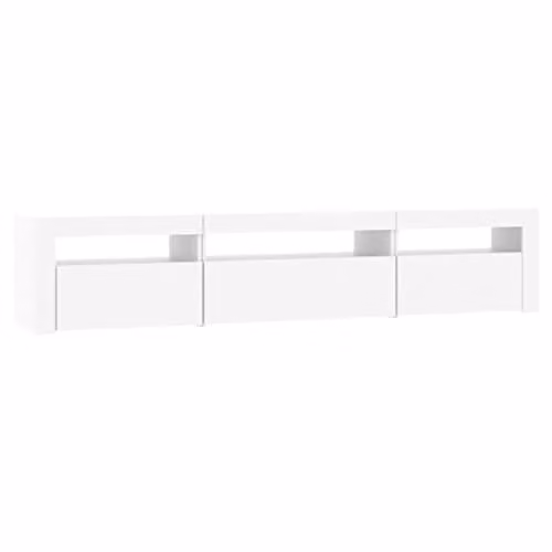 vidaXL Modern White TV Cabinet with Integrated LED Lighting, W: 195 cm, D: 35 cm, H: 40 cm – 1