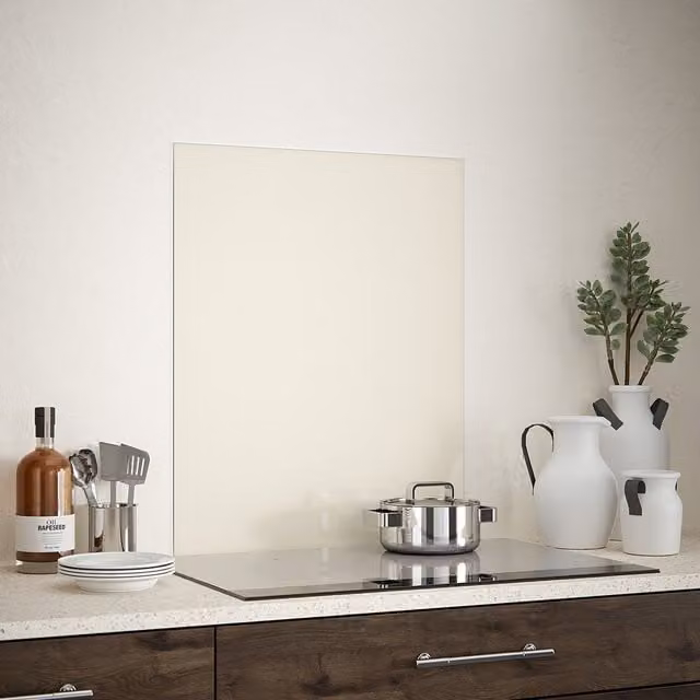 Generic Glossy Glass Kitchen Splashback in Cotton Cream, W: 60 cm, H: 75 cm
