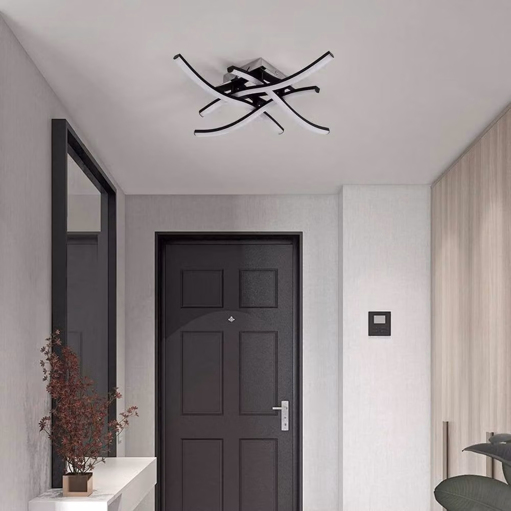 COMELY Dimmable LED Curved Ceiling Light in Black with Remote Control, 28W – 2