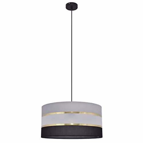 Netlighting Helam Cylindrical Pendant Ceiling Light in Black, Gold and Grey, Diameter: 40 cm