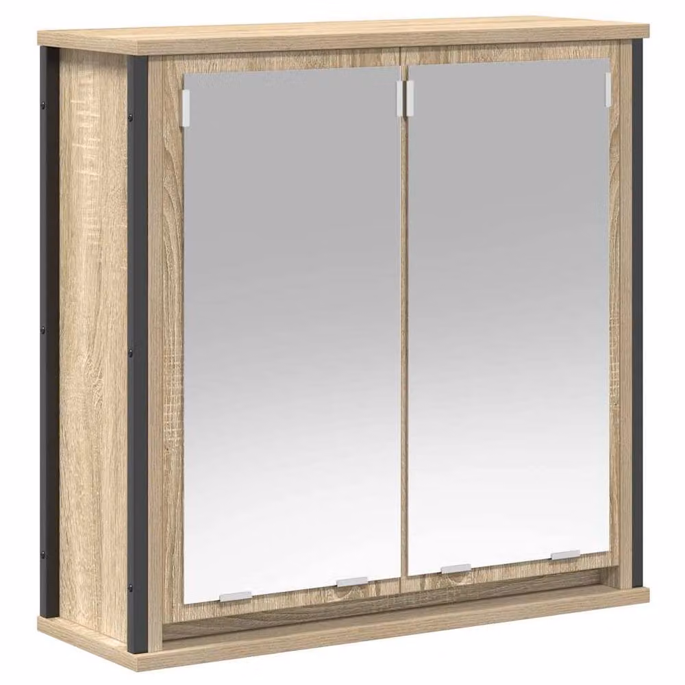 Berkfield Home Decorative Bathroom Wall Cabinet with Mirror in Sonoma Oak Brown, W: 60 cm, H: 60 cm, D: 21 cm – 2