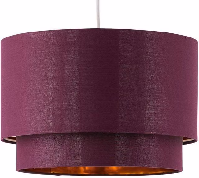 First Choice Lighting Kozy Modern Round Fabric Pendant Shade in Burgundy and Gold, Diameter: 30 cm – 1