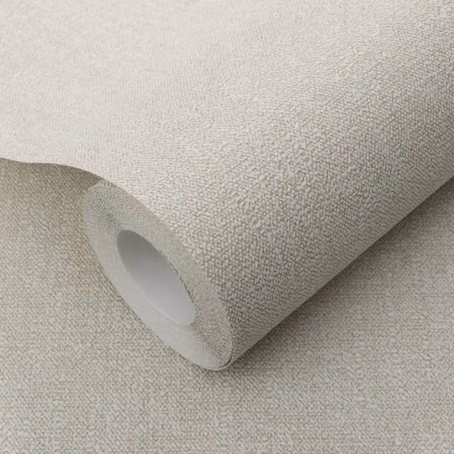 Erismann Minimalist Plain Beige Non-Woven Textile Weave Wallpaper Roll
