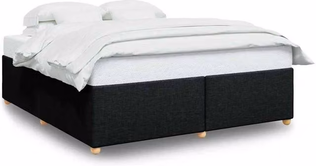 Berkfield Home Upholstered Fabric Bed Frame in Black, Super King Size (200 x 200 cm)