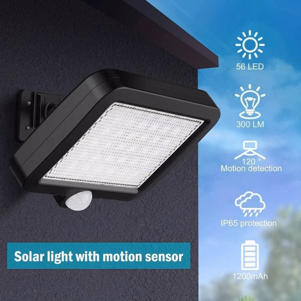 KORVIXA Solar Powered COB LED Wall Light with Motion Sensor, Black, Diameter: 35 cm, Height: 21 cm – 5