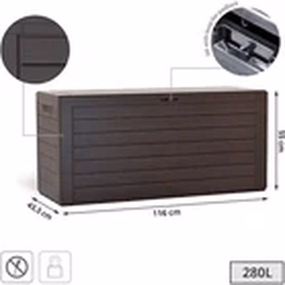 Hinsinc 140L Brown Wood Design Plastic Tool Storage Box with Lid – 2