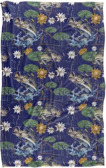 JQ Licensing Bass Fishing Tiki Super Soft Fleece Throw Blanket, Blue Multicolour, W: 91.44 cm, L: 147 cm – 5