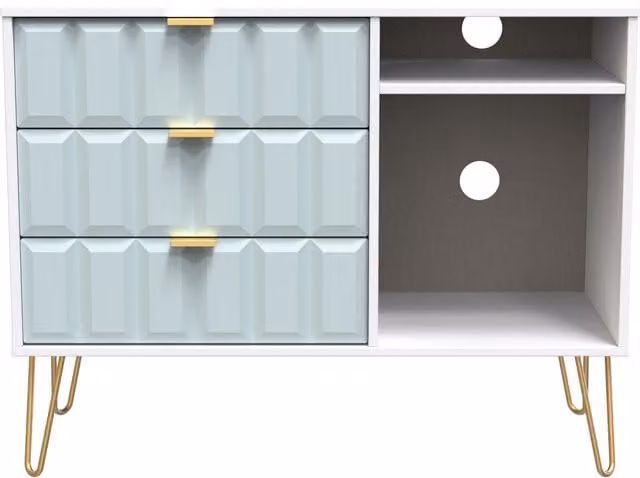 Ready Assembled 2 U Metro 3 Drawer TV Unit in Duck Egg Blue – 1