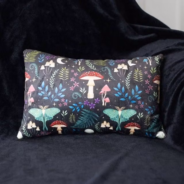 Uniqueful Black Velvet Rectangular Nature Print Cushion, Width: 40 cm – 1