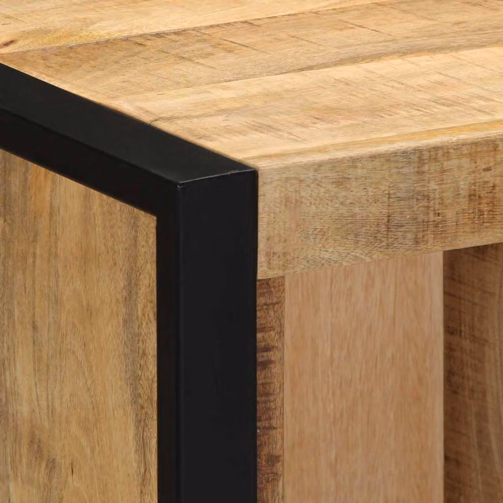 Berkfield Home Set of 2 Rustic Mango Wood Bedside Cabinets, Brown, W/D/H: 40 x 35 x 40 cm – 6