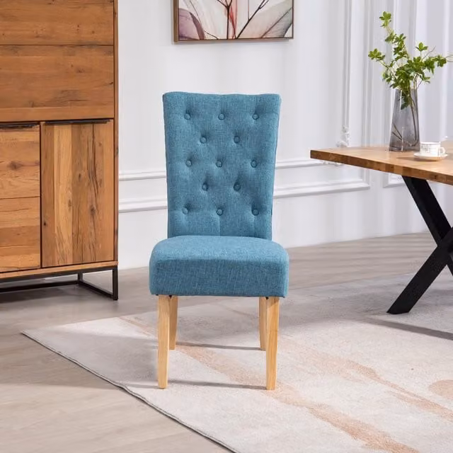 Artemis Home Set of 2 Pienza Fabric Dining Chairs in Petrol