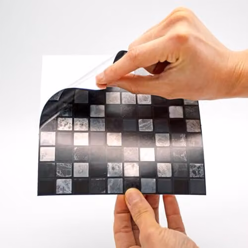 WALPLUS Marquina Metallic Black and White Marble Tile Stickers, 24 Pack, W/D/H: 15 x 15 x 0.54 cm – 6