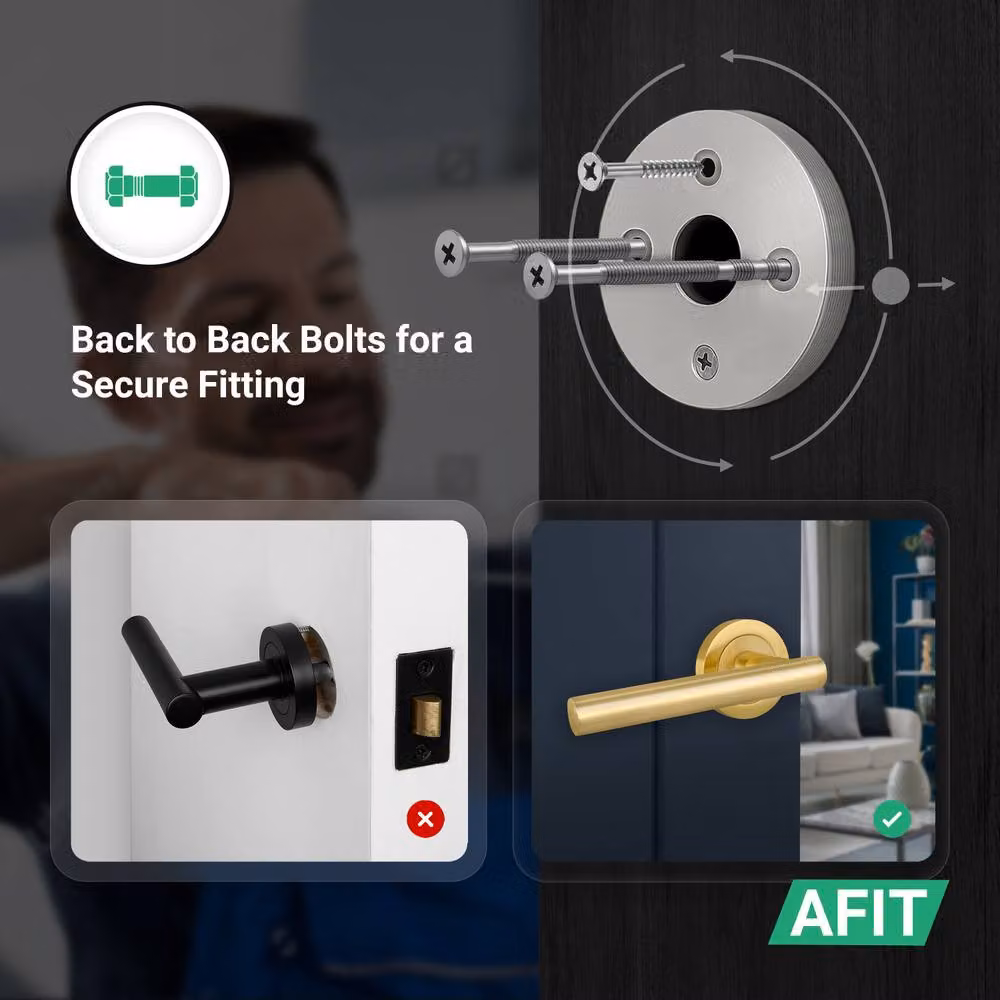 AFIT Satin Brass Euro Cylinder Door Handle Lock and Hinges Complete Set in Gold – 3