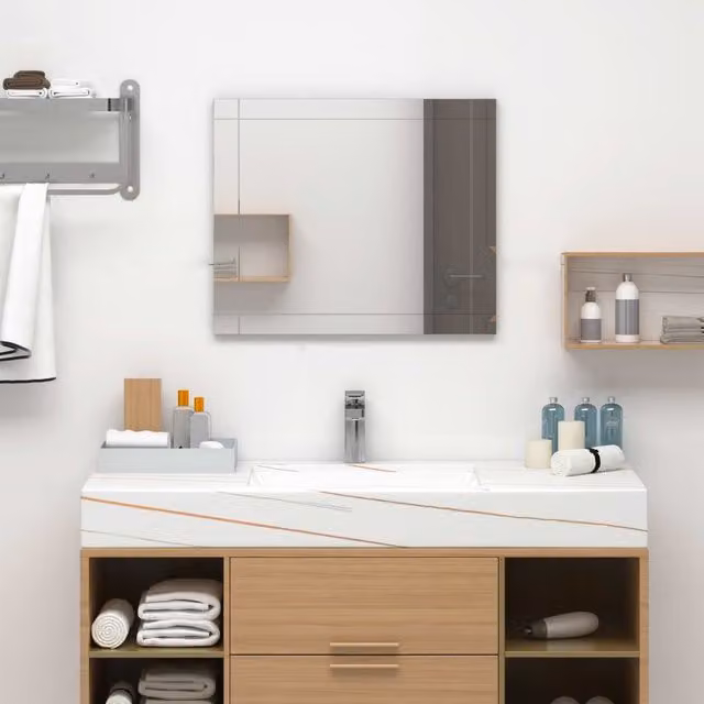 Berkfield Home Modern Rectangular Glass Wall Mirror in Silver, W: 60 cm, H: 50 cm