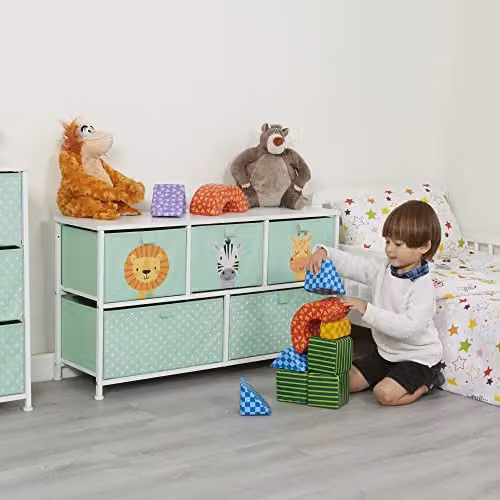 Liberty House Toys Kids 5 Drawer Storage Unit, Green and White, H55.0 x W100.0 x D30.0 cm – 1