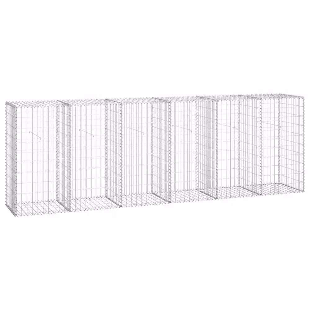 Berkfield Home Durable Galvanised Steel Gabion Fence with Covers in Silver, W/D/H: 300 x 50 x 100 cm – 2