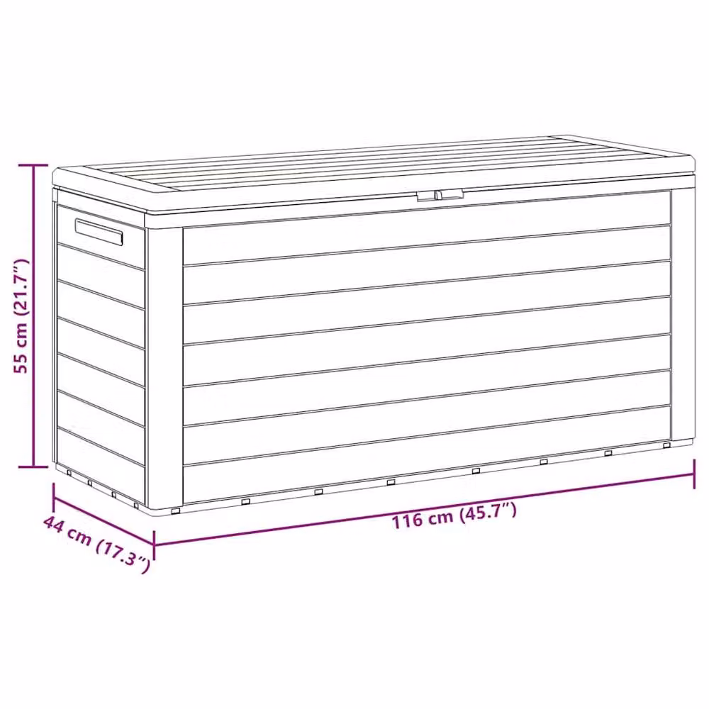 Berkfield Home Garden Storage Box in Anthracite and Black, W/D/H: 116 x 44 x 55 cm – 6
