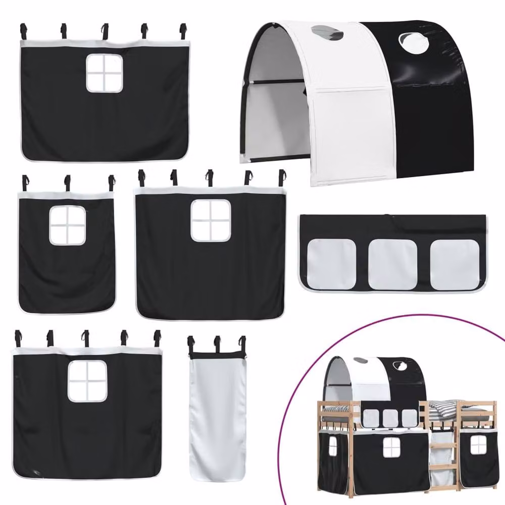 Berkfield Home Solid Wood Pine Bunk Bed in White and Black, W: 80 cm, L: 200 cm – 5