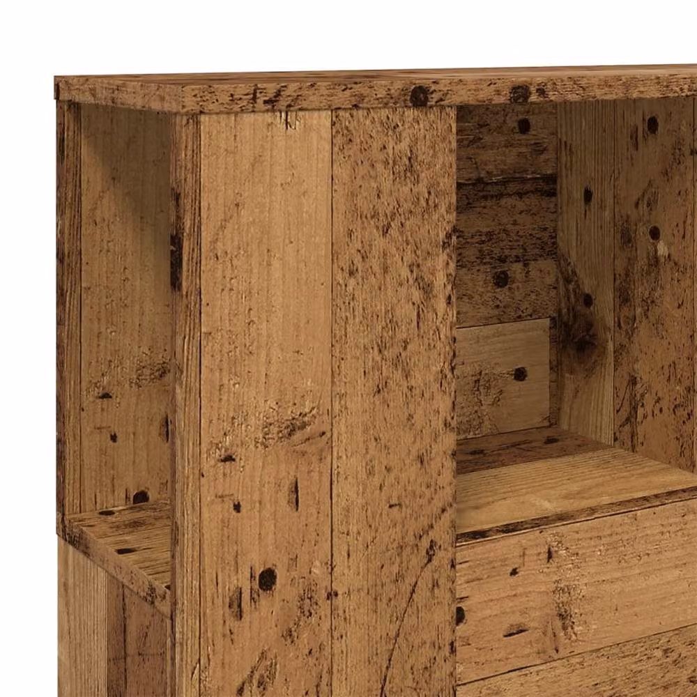 Berkfield Home Headboard Cabinet in Old Wood Brown, Engineered Wood, W/D/H: 120 x 19 x 104.5 cm – 4
