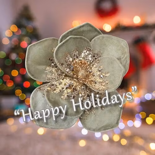 VFM e-Store Green Velvet Floral Christmas Decoration, W/D/H: 11 x 11 x 11 cm – 4