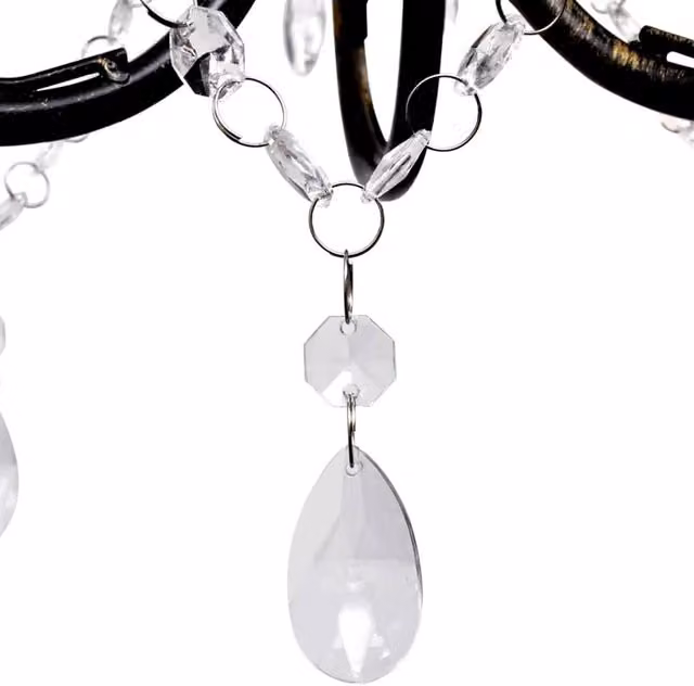 Berkfield Home Art Nouveau Style Black Chandelier with Crystal Beads and 3 x E14 Bulbs