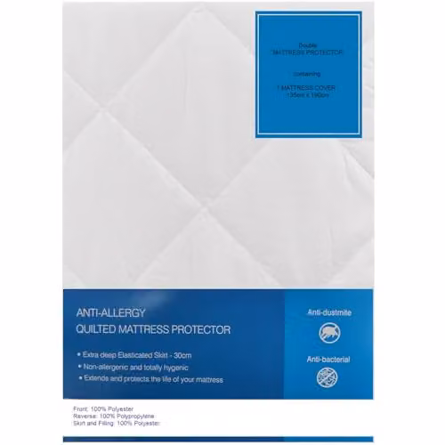 Gr8 Home Anti Allergy Quilted Mattress Protector in White, W/D/H: 140 x 200 x 30 cm – 2